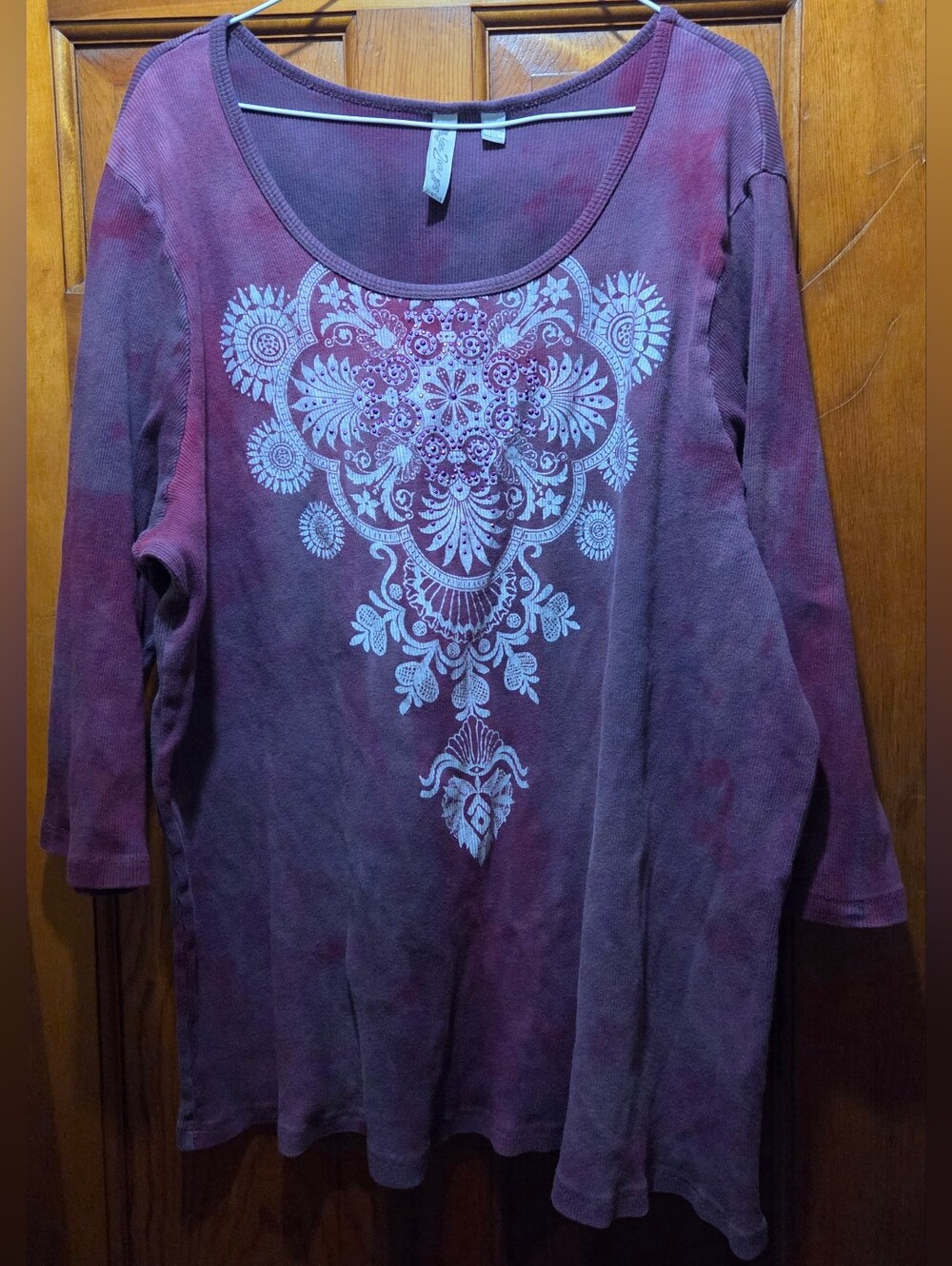 ​Y2K Avenue "Tees 2 Please" Plus Size Tie Dye Embellished Ribbed Knit Top 30/32